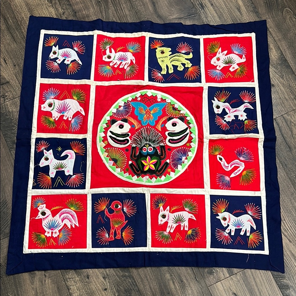 HANDMADE UNIQUE Chinese folk art quilt